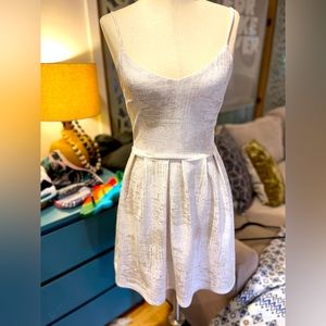 Monteau dress metallic cream silver spaghetti strap dress